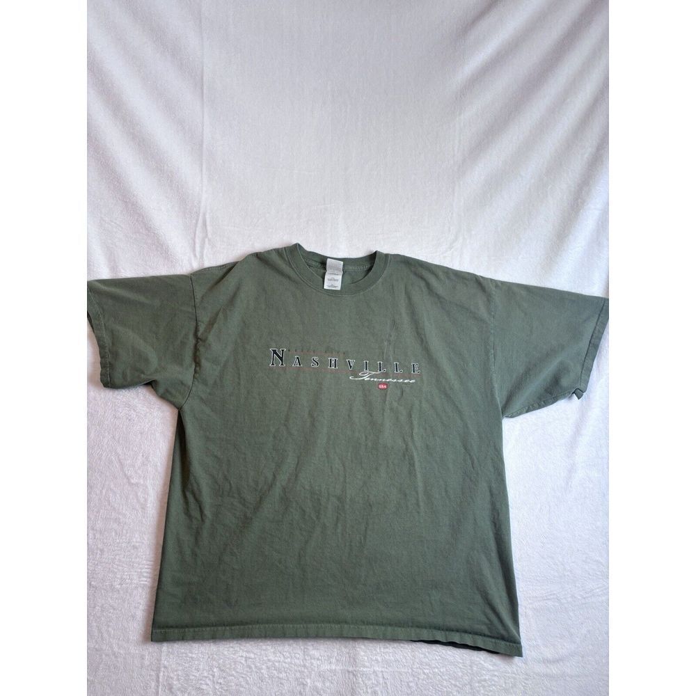 VTG Music‎ City Nashville Tennessee Green Short Sleeve Shirt Men's 2XL *